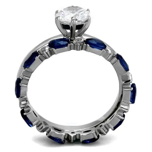 TK2175 High polished no plating Stainless Steel Ring with AAA Grade CZ in Clear Alamode Rings