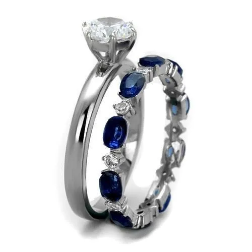 TK2175 High polished no plating Stainless Steel Ring with AAA Grade CZ in Clear Alamode Rings
