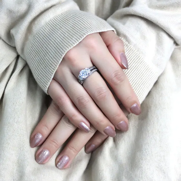 TK3509 High polished no plating Stainless Steel Ring with AAA Grade CZ in Clear Alamode Rings