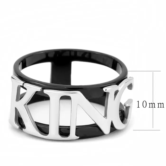 TK3583 TwoTone IP Black Ion Plating Stainless Steel Ring with No Stone Alamode Rings