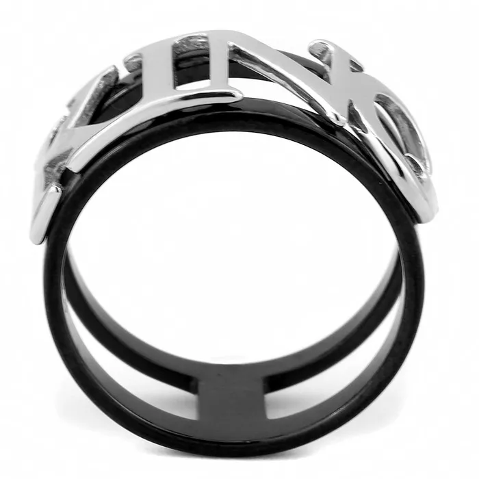 TK3583 TwoTone IP Black Ion Plating Stainless Steel Ring with No Stone Alamode Rings