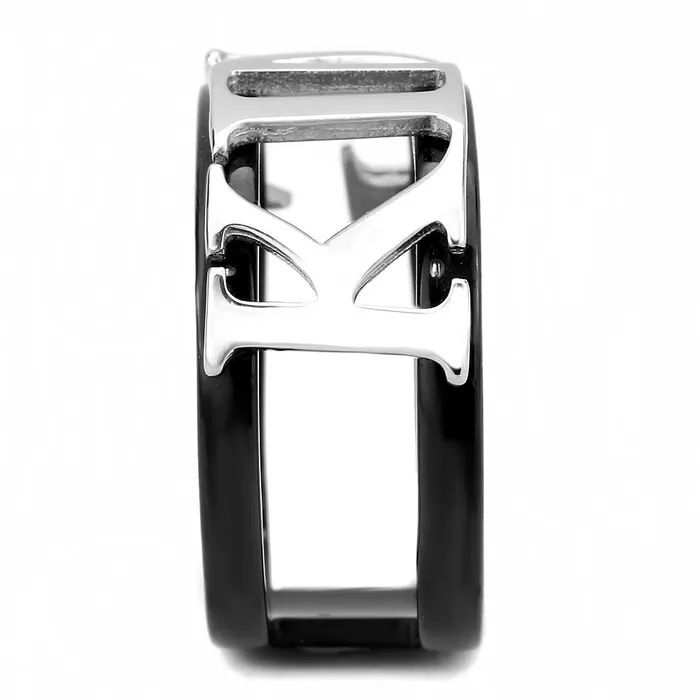TK3583 TwoTone IP Black Ion Plating Stainless Steel Ring with No Stone Alamode Rings