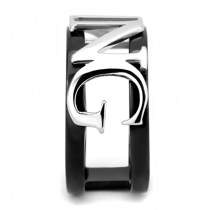 TK3583 TwoTone IP Black Ion Plating Stainless Steel Ring with No Stone Alamode Rings