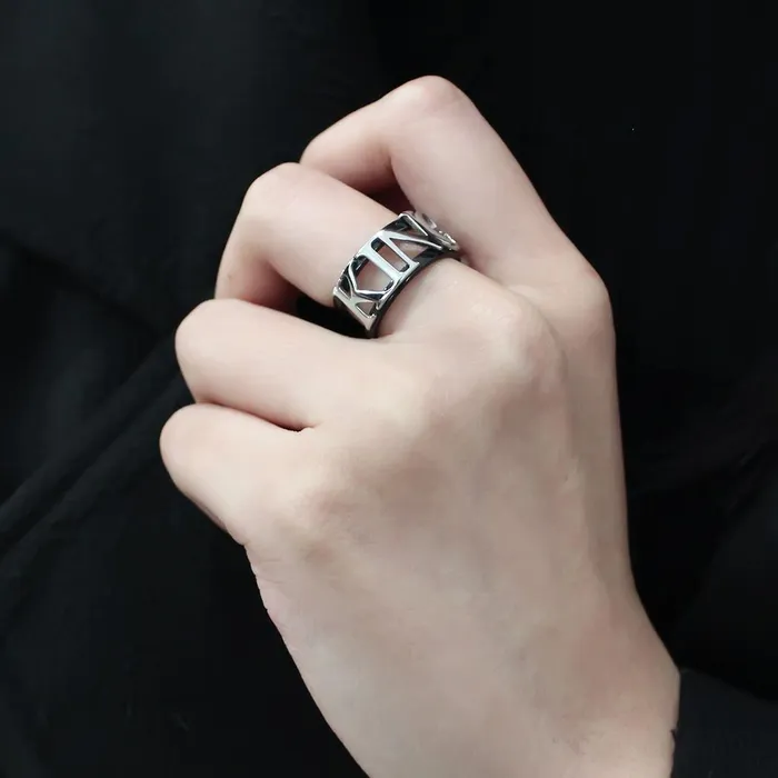 TK3583 TwoTone IP Black Ion Plating Stainless Steel Ring with No Stone Alamode Rings