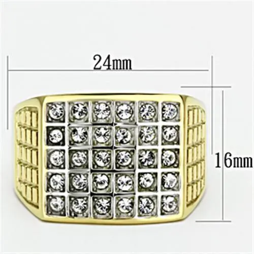 TK734 TwoTone IP Gold Ion Plating Stainless Steel Ring with Top Grade Crystal in Clear Alamode Rings