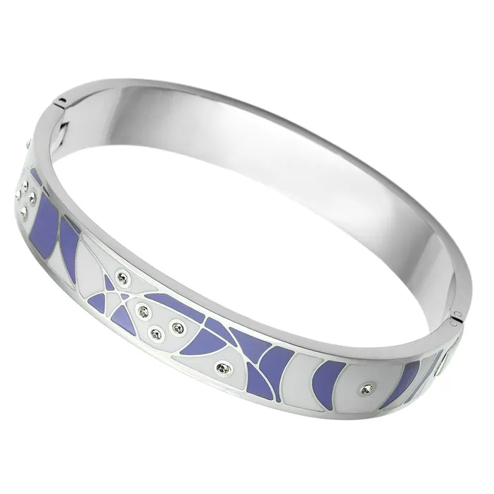 TK781 High polished no plating Stainless Steel Bangle with Top Grade Crystal in Clear Alamode Bracelets
