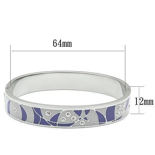 TK781 High polished no plating Stainless Steel Bangle with Top Grade Crystal in Clear Alamode Bracelets