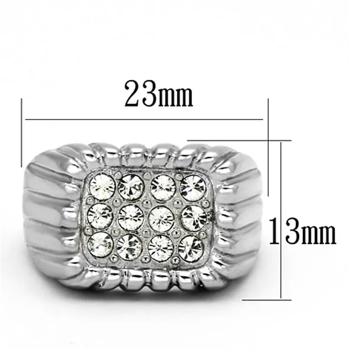 TK940 High polished no plating Stainless Steel Ring with Top Grade Crystal in Clear Alamode Rings