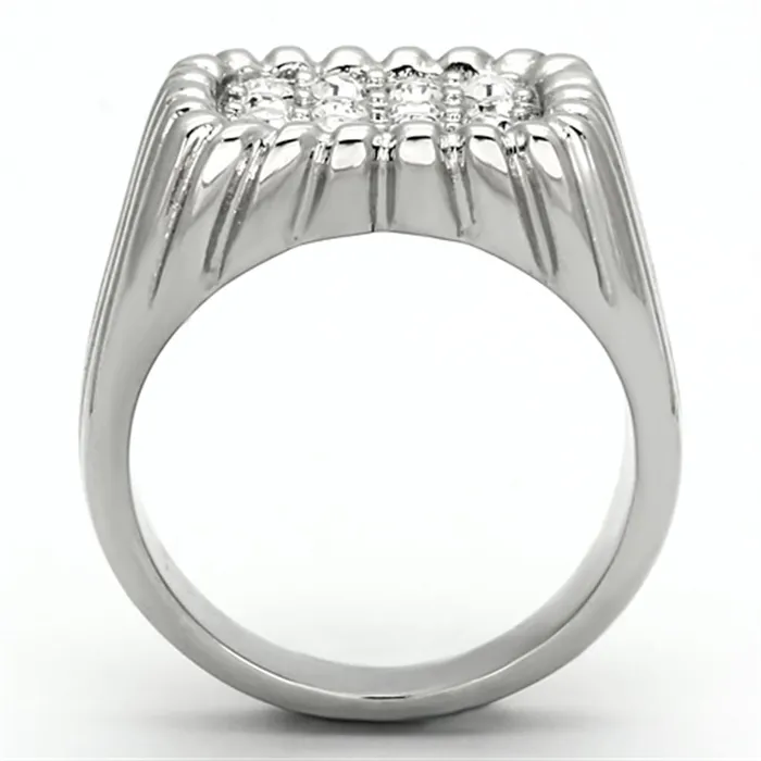 TK940 High polished no plating Stainless Steel Ring with Top Grade Crystal in Clear Alamode Rings