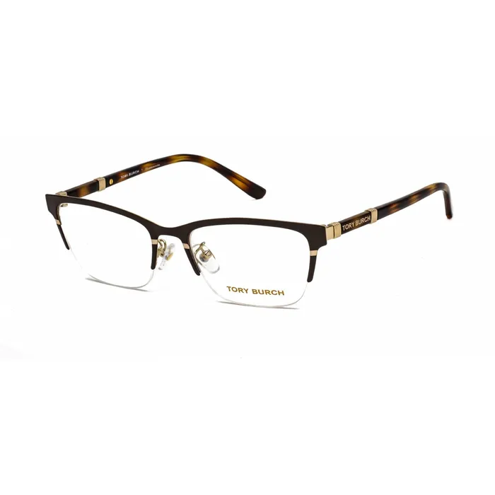 Tory Burch PreStyled Sets Tory Burch Womens Eyeglasses Brown Gold Half Rim Rectangular Frame 0TY1069 3305