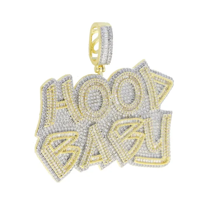 TwoTone Iced Hood Baby Pendant Chain VVS Jewelry Necklaces
