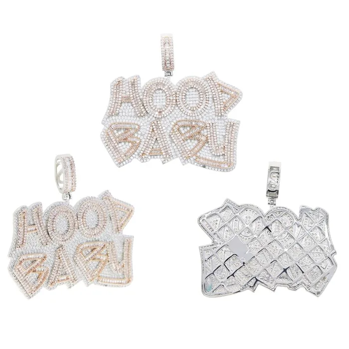 TwoTone Iced Hood Baby Pendant Chain VVS Jewelry Necklaces