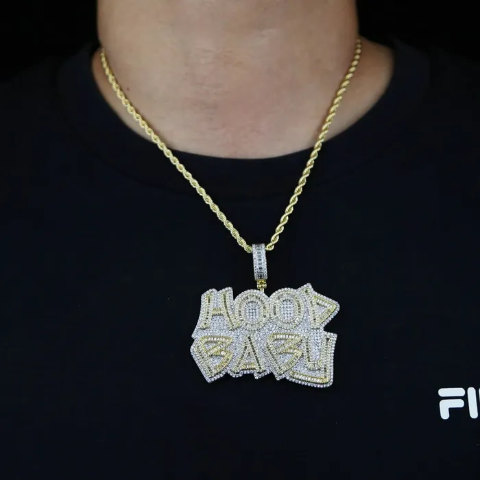 TwoTone Iced Hood Baby Pendant Chain VVS Jewelry Necklaces
