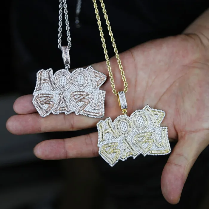 TwoTone Iced Hood Baby Pendant Chain VVS Jewelry Necklaces