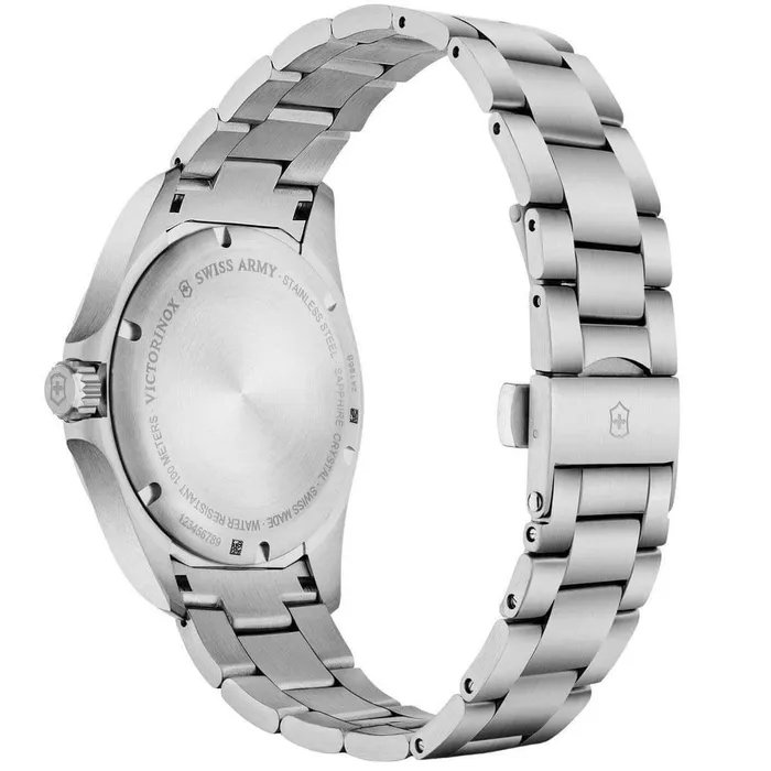 Victorinox Swiss Army Bracelets Victorinox Swiss Army Mens Quartz Watch Heritage Black Dial Steel Bracelet 241968