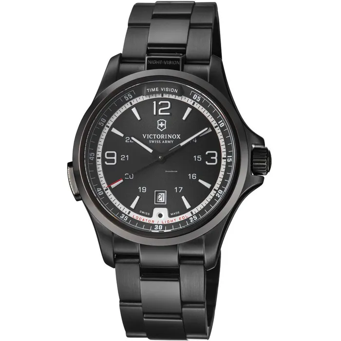 Victorinox Swiss Army Bracelets Victorinox Swiss Army Mens Watch Night Vision Quartz Black Dial Bracelet 241665