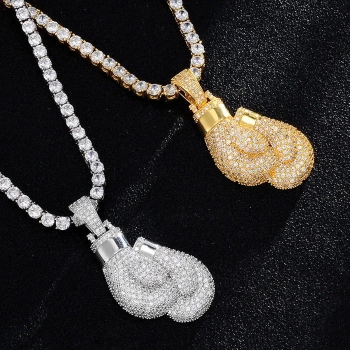 VVS Jewelry Boxing Gloves Pendant Tennis Chain Necklace Necklaces
