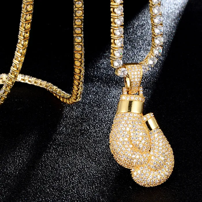 VVS Jewelry Boxing Gloves Pendant Tennis Chain Necklace Necklaces