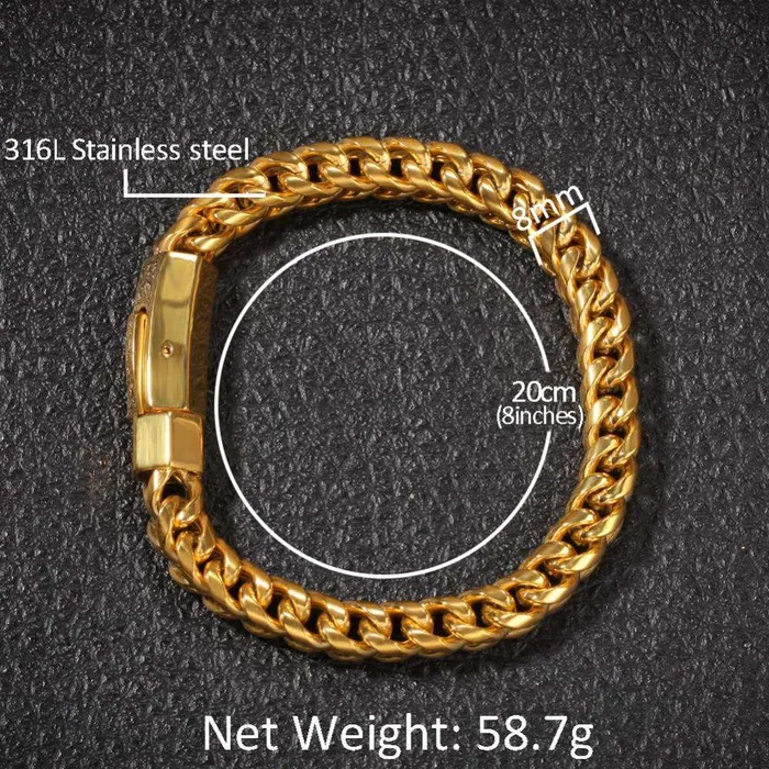 VVS Jewelry Bracelets 316L Stainless Steel Franco Chain Or Bracelet