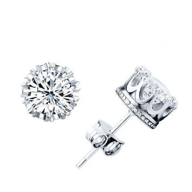 VVS Jewelry Crown Royal Crystal Ice Stud Earrings Earrings