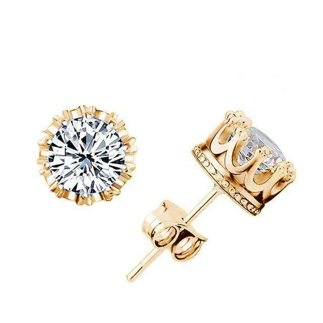 VVS Jewelry Crown Royal Crystal Ice Stud Earrings Earrings