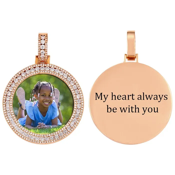 VVS Jewelry Necklaces Custom Round Diamond Photo Pendant FREE Name engraving