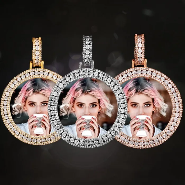 VVS Jewelry Necklaces Custom Round Diamond Photo Pendant FREE Name engraving