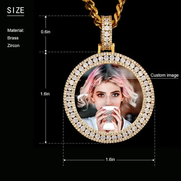 VVS Jewelry Necklaces Custom Round Diamond Photo Pendant FREE Name engraving