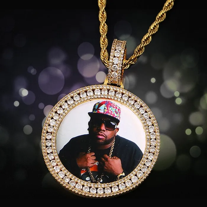 VVS Jewelry Necklaces Custom Round Diamond Photo Pendant FREE Name engraving