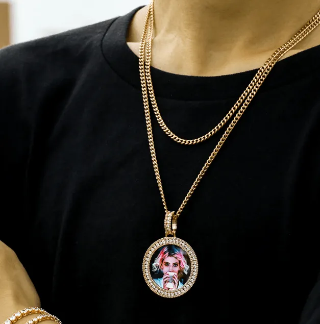 VVS Jewelry Necklaces Custom Round Diamond Photo Pendant FREE Name engraving