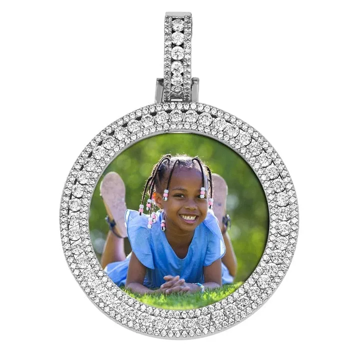 VVS Jewelry Necklaces Custom Round Diamond Photo Pendant FREE Name engraving