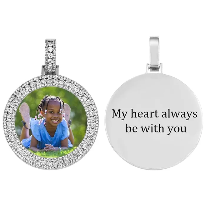 VVS Jewelry Necklaces Custom Round Diamond Photo Pendant FREE Name engraving