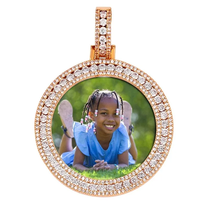 VVS Jewelry Necklaces Custom Round Diamond Photo Pendant FREE Name engraving