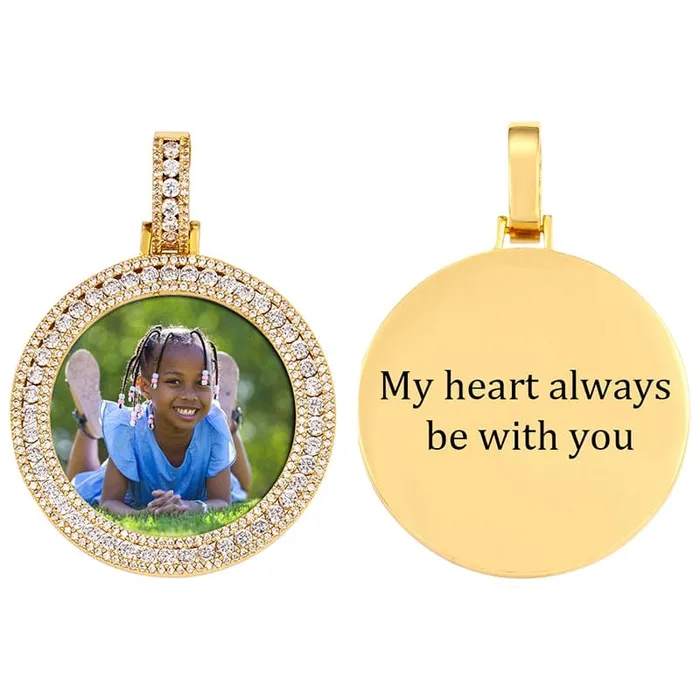 VVS Jewelry Necklaces Custom Round Diamond Photo Pendant FREE Name engraving
