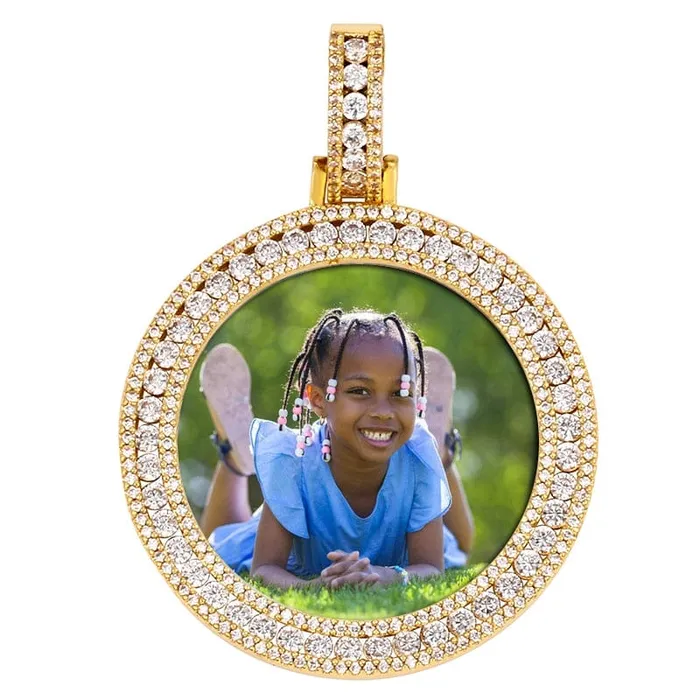 VVS Jewelry Necklaces Custom Round Diamond Photo Pendant FREE Name engraving