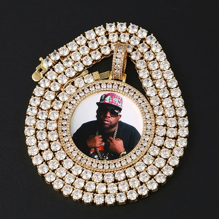 VVS Jewelry Necklaces Custom Round Diamond Photo Pendant FREE Name engraving