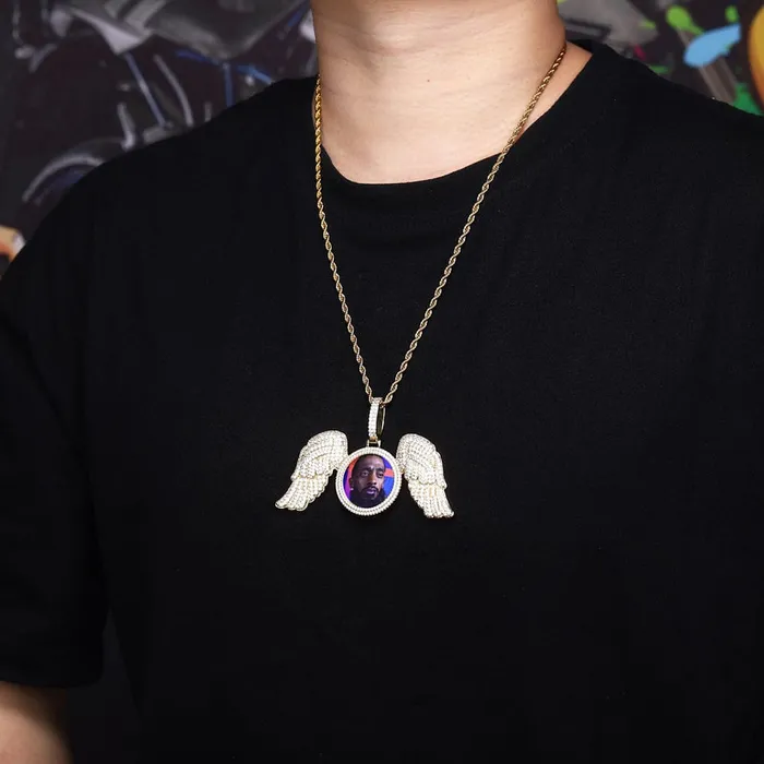 VVS Jewelry Necklaces Fully Iced Angel Wings Custom Photo Chain