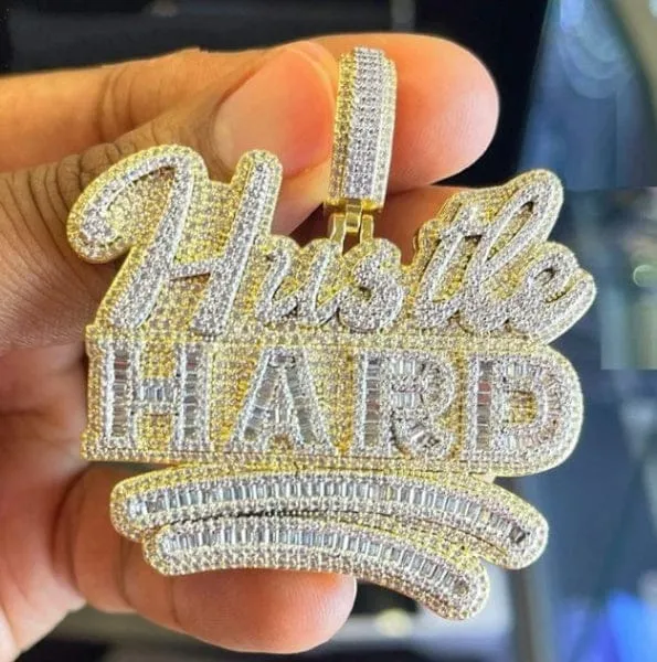 VVS Jewelry Necklaces Fully Iced Da Hustle Hard Pendant Chain