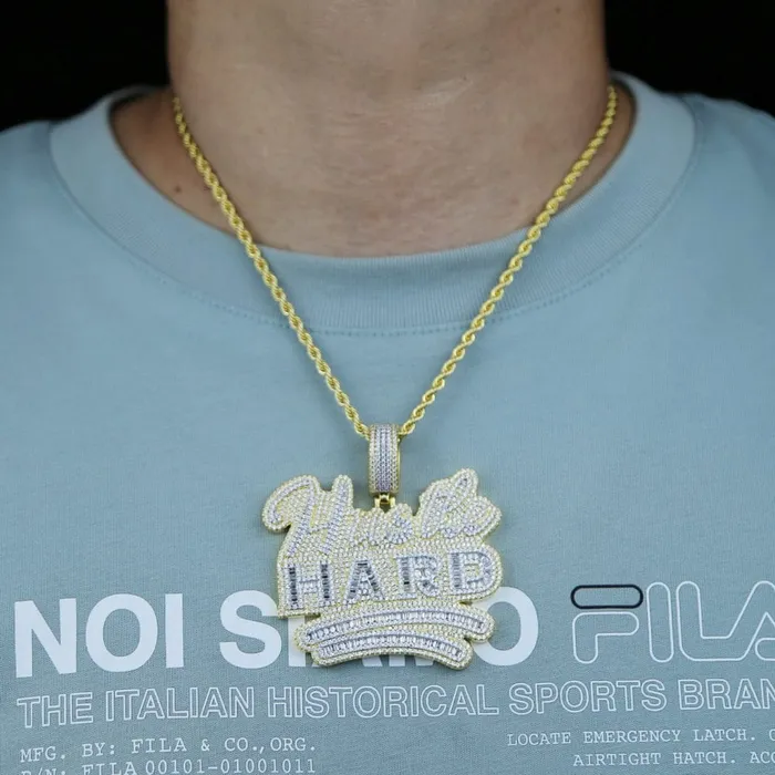 VVS Jewelry Necklaces Fully Iced Da Hustle Hard Pendant Chain