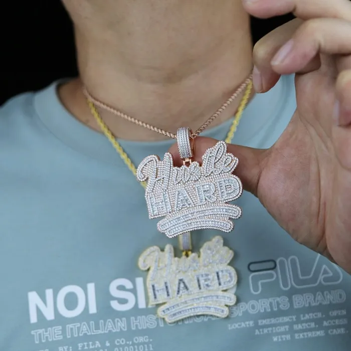 VVS Jewelry Necklaces Fully Iced Da Hustle Hard Pendant Chain