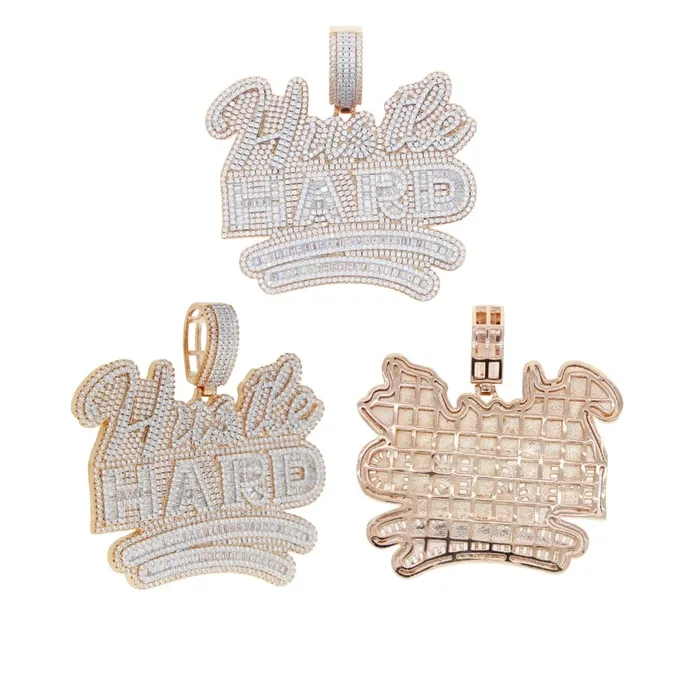 VVS Jewelry Necklaces Fully Iced Da Hustle Hard Pendant Chain