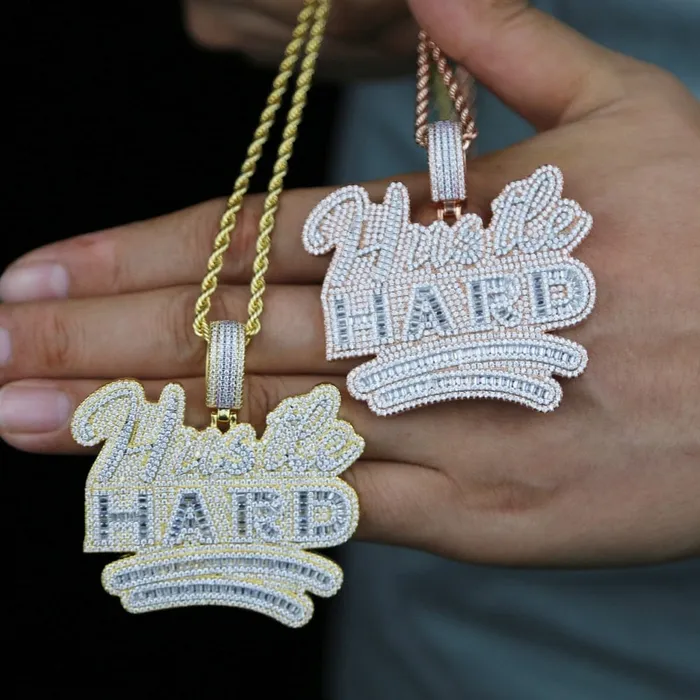 VVS Jewelry Necklaces Fully Iced Da Hustle Hard Pendant Chain
