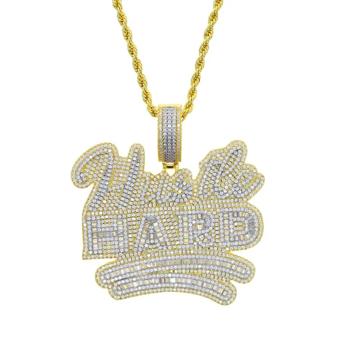 VVS Jewelry Necklaces Fully Iced Da Hustle Hard Pendant Chain
