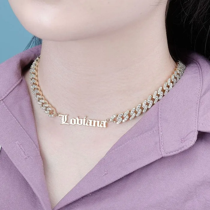 VVS Jewelry Necklaces VVS Jewelry Custom Cuban Greek Name Necklace