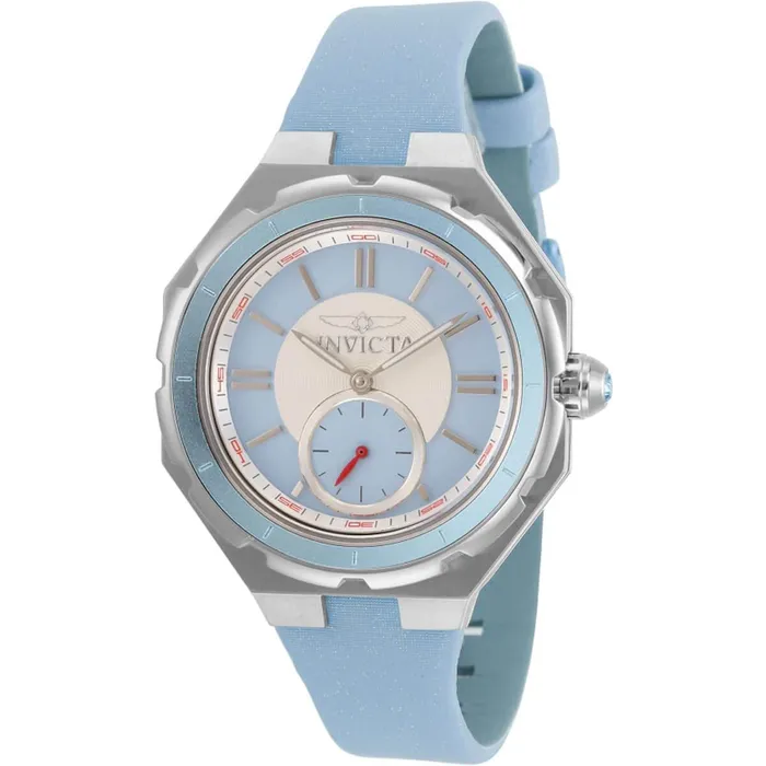 Watches Invicta Invicta Womens Quartz Watch Angel Light Blue Dial Satin Strap 31664