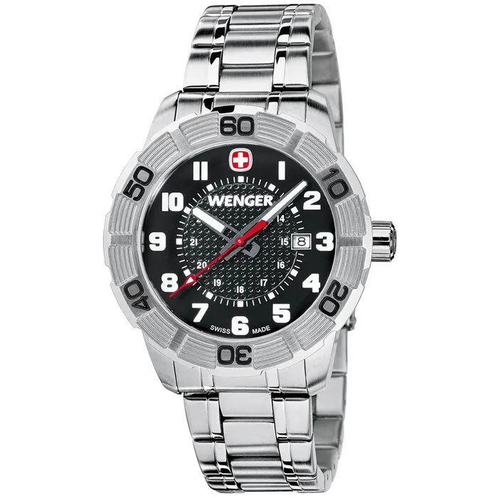 Wenger Bracelets Wenger 0851102 Mens Roadster Sport Black Dial Steel Bracelet Watch