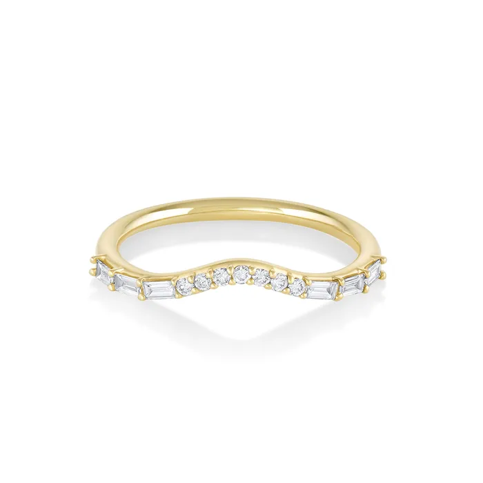 White Diamond Quinn Wave Band Marrow Fine Rings