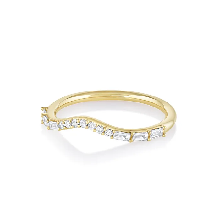 White Diamond Quinn Wave Band Marrow Fine Rings