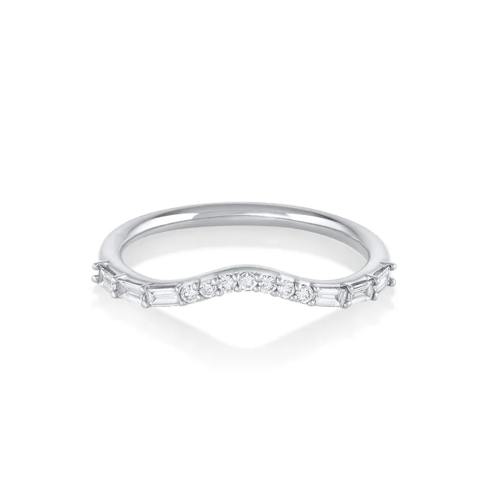 White Diamond Quinn Wave Band Marrow Fine Rings