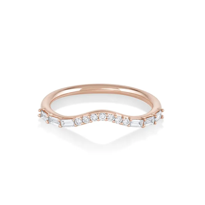 White Diamond Quinn Wave Band Marrow Fine Rings